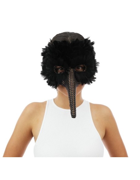 Loup long nez avec plumes noires
