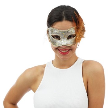 Loup fantaisie plumes or