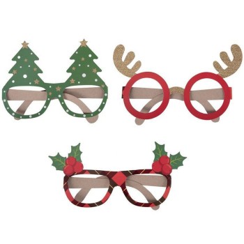 6 lunettes Noël cartonnées assorties