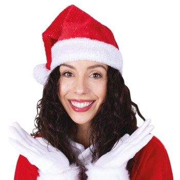 Bonnet Père Noël rouge argenté