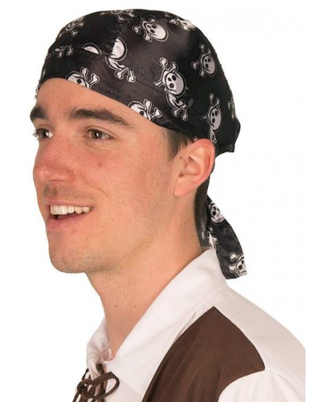 Bandana noir avec têtes de mort argent
