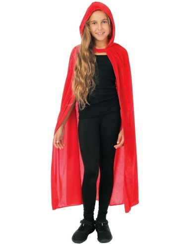 Cape rouge velours avec capuche