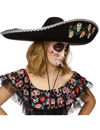 Sombrero mexicain noir Day of the Death
