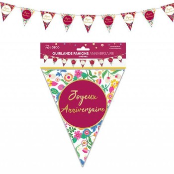 Guirlande fanions anniversaire floral