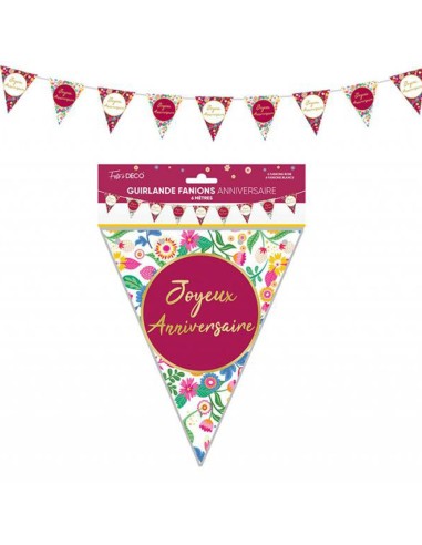Guirlande fanions anniversaire floral