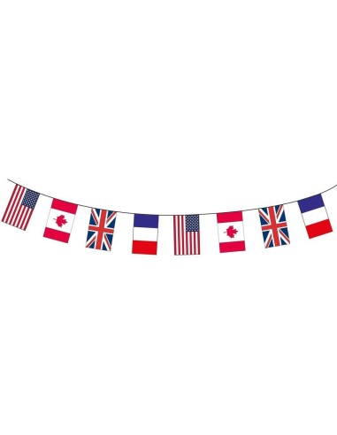 Guirlande tissu drapeaux alliés 10m