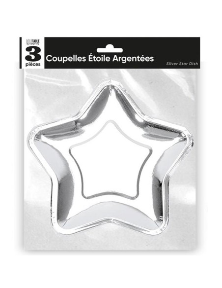 3 coupelles étoile argentée