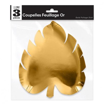 3 coupelles feuille or