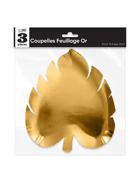 3 coupelles feuille or