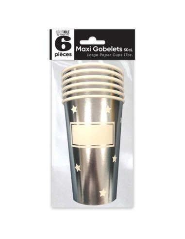 6 maxi gobelets étoiles argent