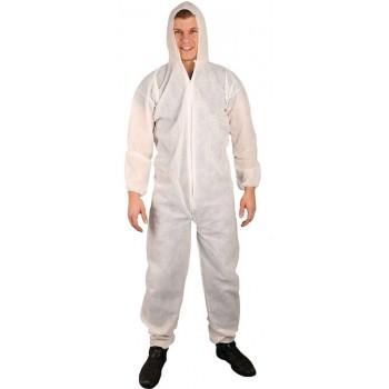 Combinaison blanche capuche avec fermeture éclair