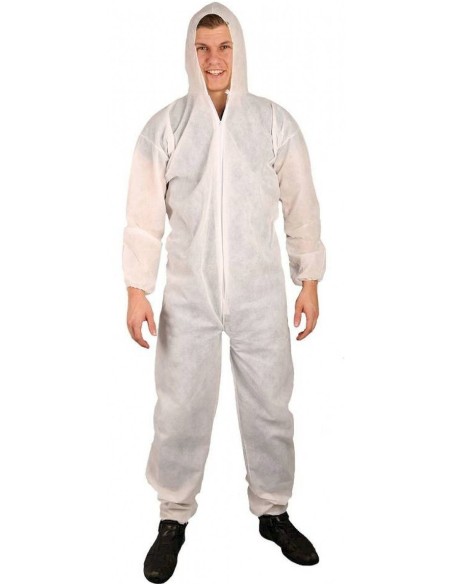Combinaison blanche capuche avec fermeture éclair