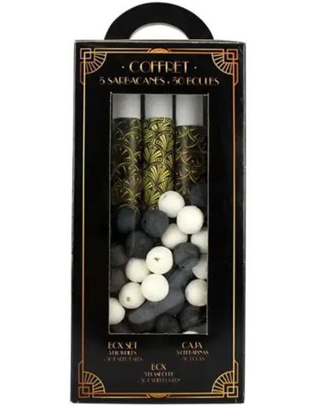 Coffret 5 sarbacanes avec 50 boules art déco