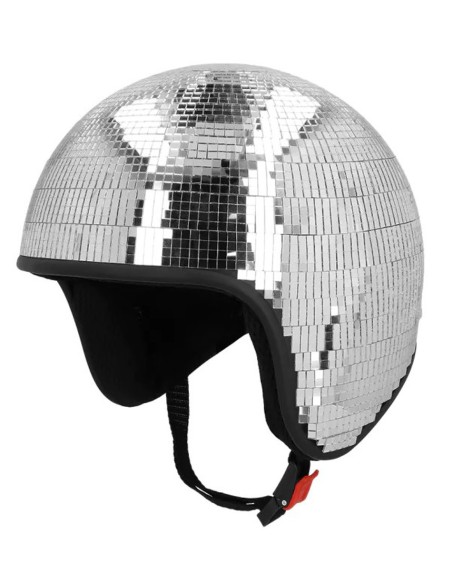 Casque boule à facettes disco argent adulte
