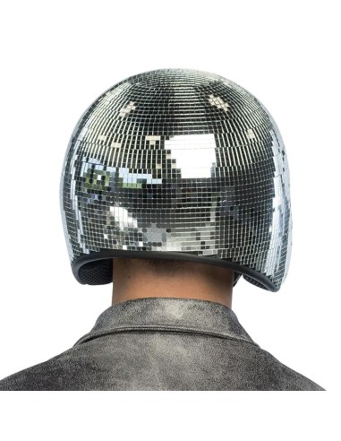 Casque boule à facettes disco argent homme