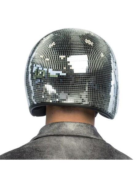 Casque boule à facettes disco argent homme