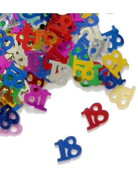 Confettis chiffre 18 multicolores