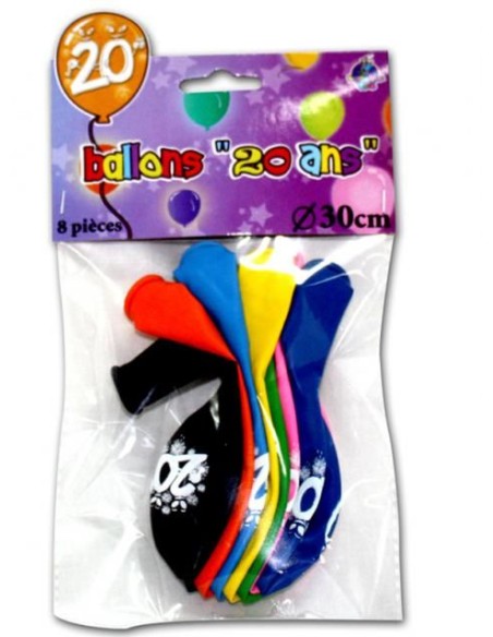 8 ballons anniversaire 20 ans