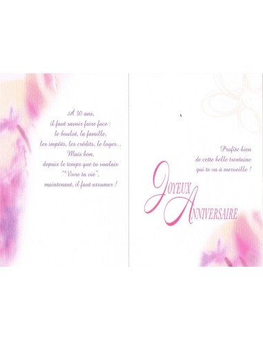 Carte anniversaire 30 ans
