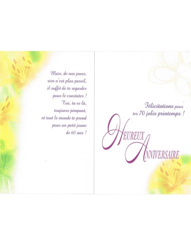 Carte anniversaire 70 ans