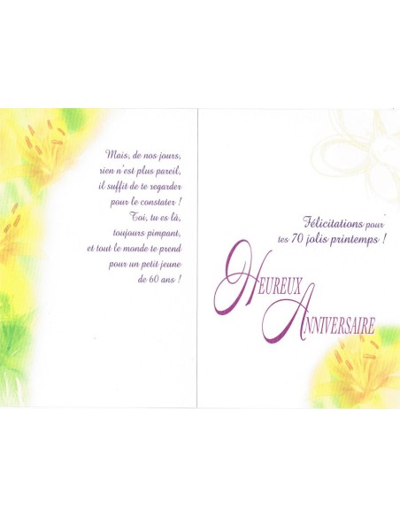 Carte anniversaire 70 ans