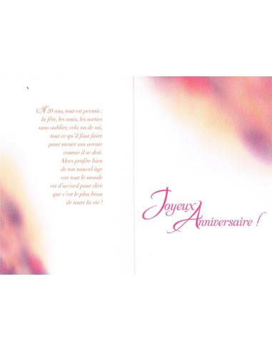 Carte anniversaire 20 ans