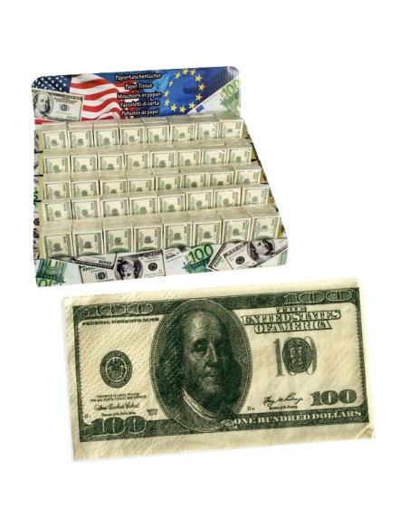 Paquet de mouchoirs billet de 100 dollars