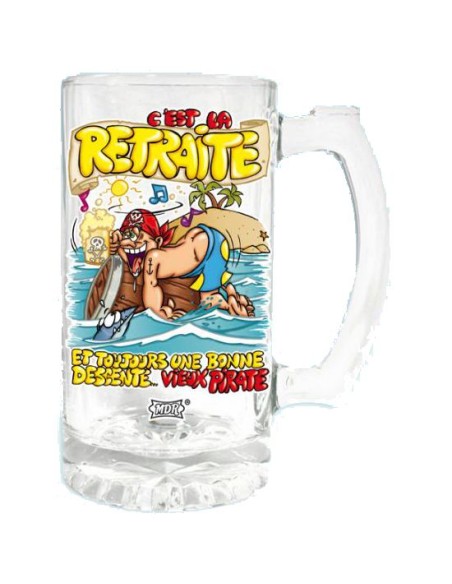 Chope de bière "C'est la retraite"