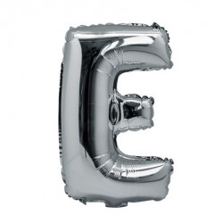 Ballon lettre E 36 cm argent